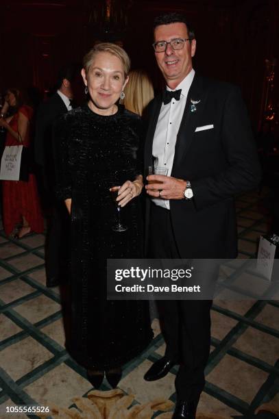 Justine Picardie and Barratt West attend the Harper's Bazaar Women Of The Year Awards 2018, in partnership with Michael Kors and Mercedes-Benz, at...