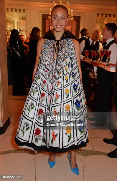 Adwoa Aboah attends the Harper's Bazaar Women Of The Year Awards 2018, in partnership with Michael Kors and Mercedes-Benz, at Claridge's Hotel on...