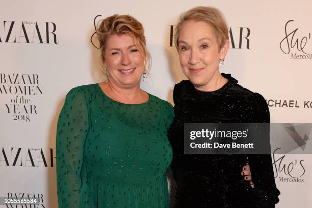 Jacqueline Euwe and Justine Picardie attend the Harper's Bazaar Women Of The Year Awards 2018, in partnership with Michael Kors and Mercedes-Benz, at...