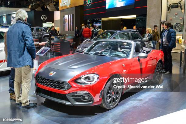 Abarth 124 Spider performance version of the Fiat 124 SpiderFiat 124 Spider compact convertible sports car on display at Brussels Expo on January 13,...