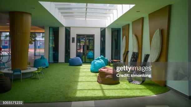 a waiting room interior - bean bags fotografías e imágenes de stock