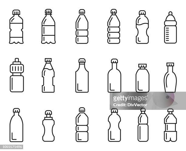 bottle icon set - plastic stock illustrations