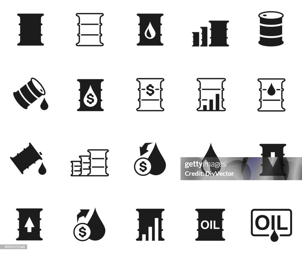 Conjunto de ícones de barril de petróleo