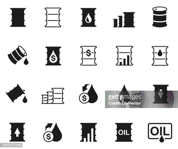 oil barrel icon set - crude oil stock illustrations