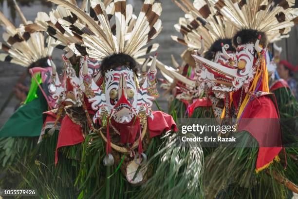 main hudoq pekayang dancers - dayak stock pictures, royalty-free photos & images