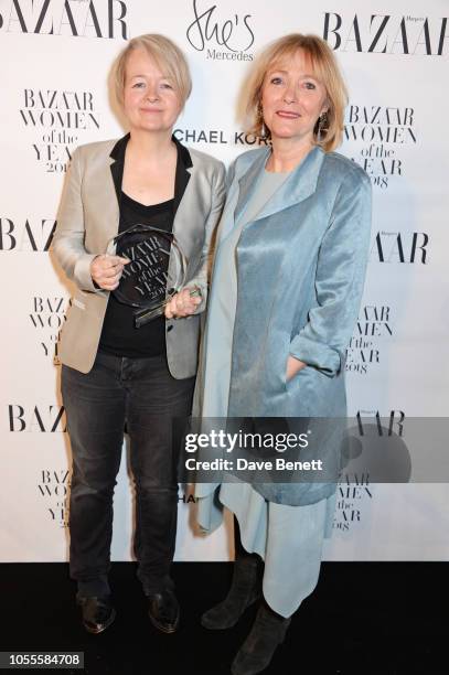 Sarah Waters and Lennie Goodings attend the Harper's Bazaar Women Of The Year Awards 2018, in partnership with Michael Kors and Mercedes-Benz, at...