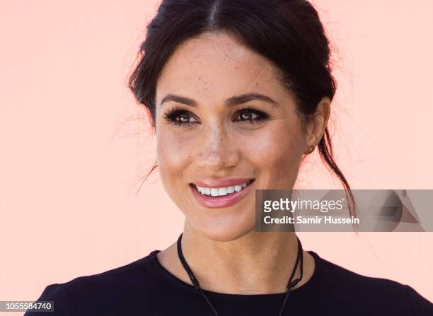 Meghan, Duchess of Sussex visits Te Papaiouru Marae for a formal powhiri and luncheon on October 31, 2018 in Rotorua, New Zealand. The Duke and...