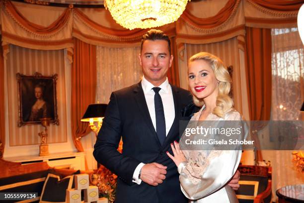 Fashion designer Silvia Schneider and her boyfriend Andreas Gabalier during the presentation of her collection 'Dressing Gown' and perfume at Hotel...