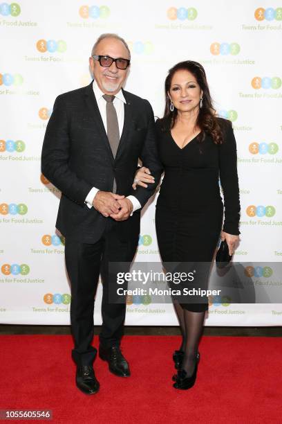Honorees Emilio Estefan and Gloria Estefan attend the 2018 Teens For Food Justice Gala "Feast 2018 With Chef David Laris" at Tribeca Rooftop on...