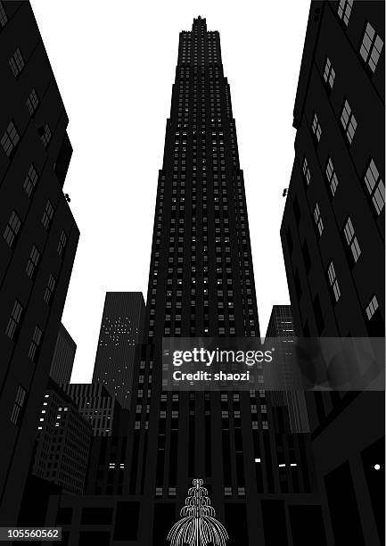 stockillustraties, clipart, cartoons en iconen met famous ge building - rockefeller centre