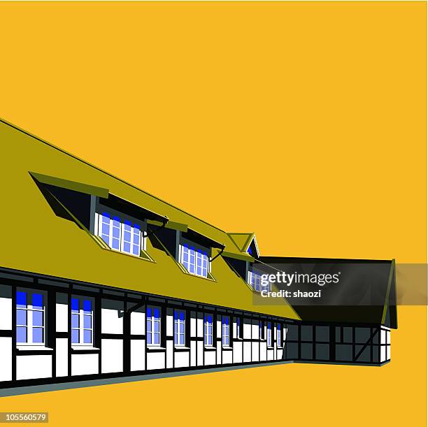 building with attic - industrial loft stock illustrations