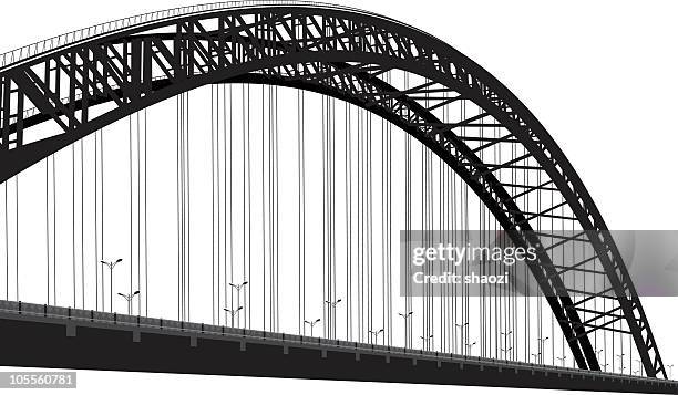 black and white photo of cable-stayed bridge - bridge built structure stock illustrations