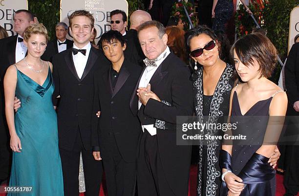 Robin Williams and family during The 62nd Annual Golden Globe Awards - Arrivals at Beverly Hilton Hotel in Los Angeles, California, United States.