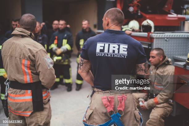 Firefighters on meeting before work