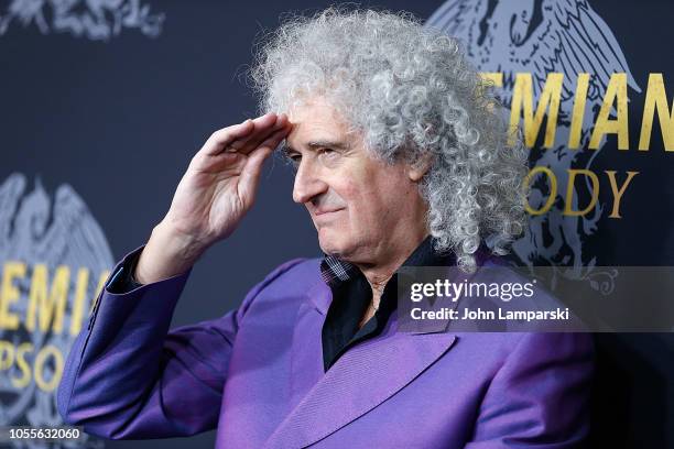 Brian May attends "Bohemian Rhapsody" New York premiere at The Paris Theatre on October 30, 2018 in New York City.