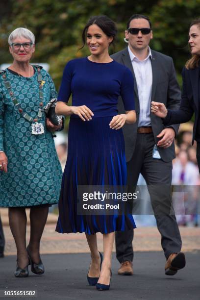 Megan, Duchess of Sussex during a walkabout on day four of the royal couple's tour of New Zealand on October 31, 2018 in Rotorua, New Zealand. The...