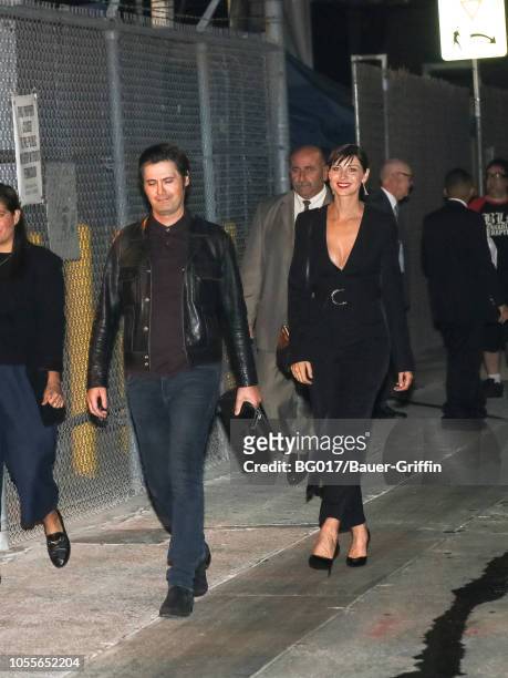 Caitriona Balfe and Tony McGill are seen arriving at the 'Jimmy Kimmel Live' on October 30, 2018 in Los Angeles, California.