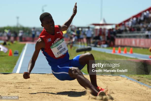 Jordan Alejandro Diaz Fortuni of Cuba sets a new Youth Olympic record and gets gold in during day 10 of Buenos Aires 2018 Youth Olympic Games at...