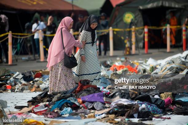 Next of kin attempt to identify personal items of loved ones who were on board the ill-fated Lion Air flight JT 610, at a port in Jakarta on October...