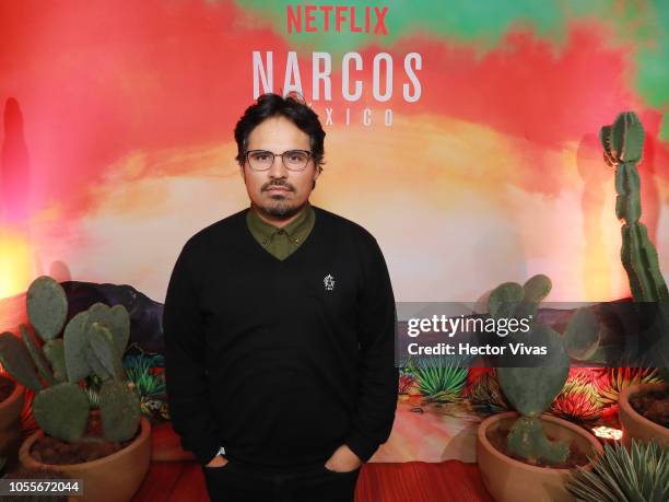 Michael Pena poses during Netflix Narcos Cocktail Party at Four Seasons Hotel on October 30, 2018 in Mexico City, Mexico.