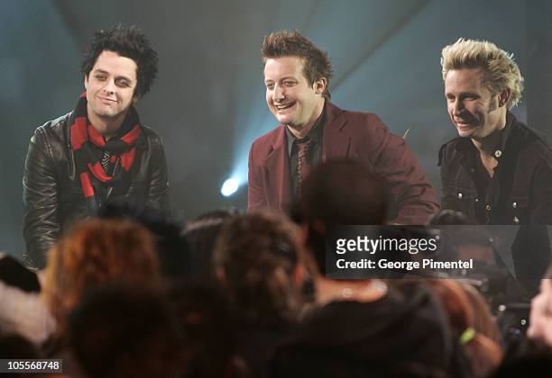 Green Day during Interview with Green Day at Musique PLus in Montreal, Quebec, Canada.