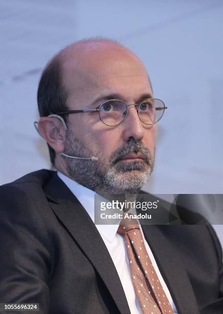 Umit Leblebici, General Manager & Executive Director at Turk Ekonomi Bankasi is seen during the CEO Club Banking Summit in Istanbul, Turkey on...