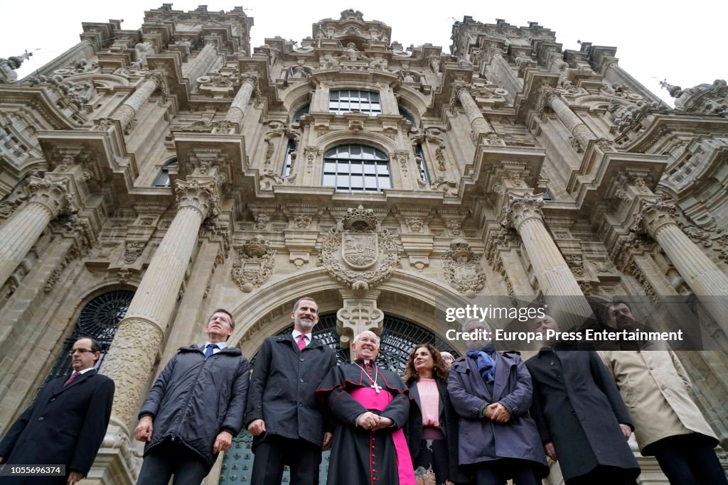King Felipe Visits Santiago de Compostela's Cathedral After  The Completion Of The Restauration