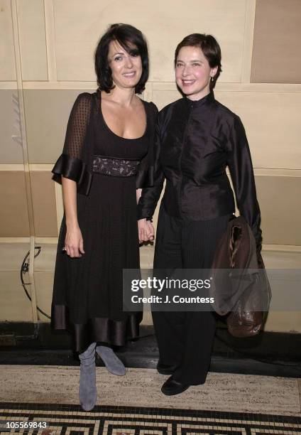 Catherine Malendrino and Isabella Rossellini during Olympus Fashion Week Fall 2005 - Catherine Malendrino - Front Row and Backstage at Gotham Hall in...