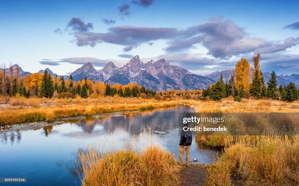 Hiker in Grand Teton National Park USA