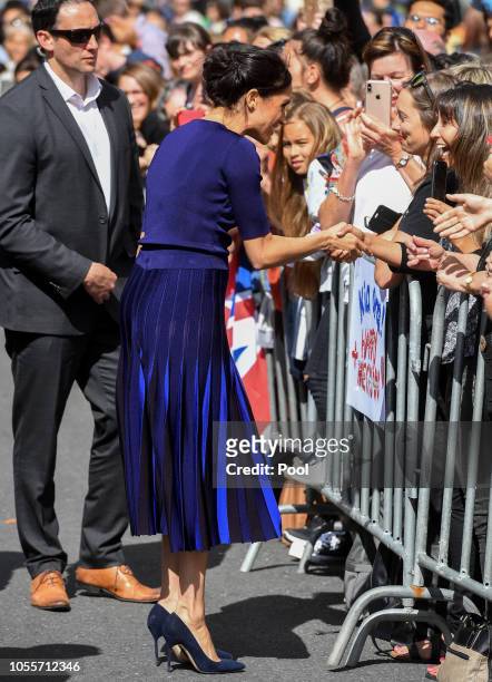 Meghan, Duchess of Sussex takes part in a walkabout on October 31, 2018 in Rotorua, New Zealand. The Duke and Duchess of Sussex are on their official...