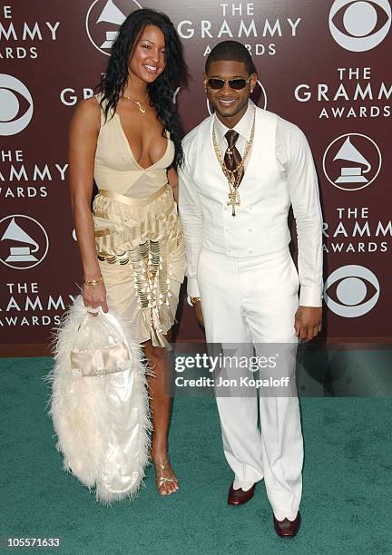 Usher and Eishia Brightwell during The 47th Annual GRAMMY Awards - Arrivals at Staples Center in Los Angeles, California, United States.