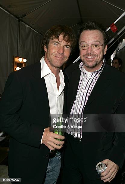 Dennis Quaid and Tom Arnold during The 20th Annual IFP Independent Spirit Awards - Green Room in Santa Monica, California, United States.
