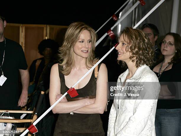 Laura Linney and Jodie Foster during The 20th Annual IFP Independent Spirit Awards - Green Room in Santa Monica, California, United States.