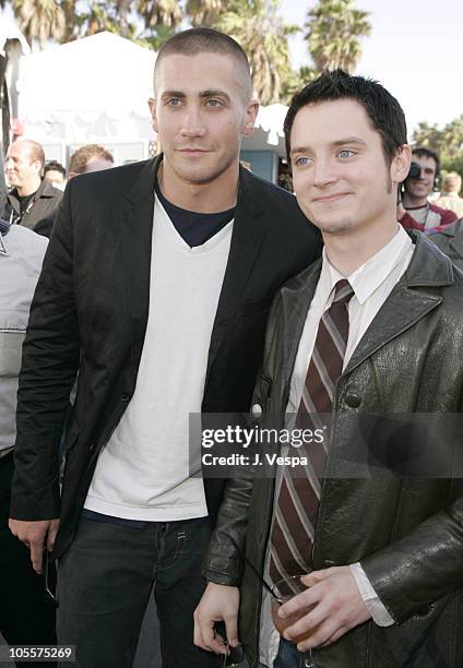 Jake Gyllenhaal and Elijah Wood during The 20th Annual IFP Independent Spirit Awards - Green Room in Santa Monica, California, United States.