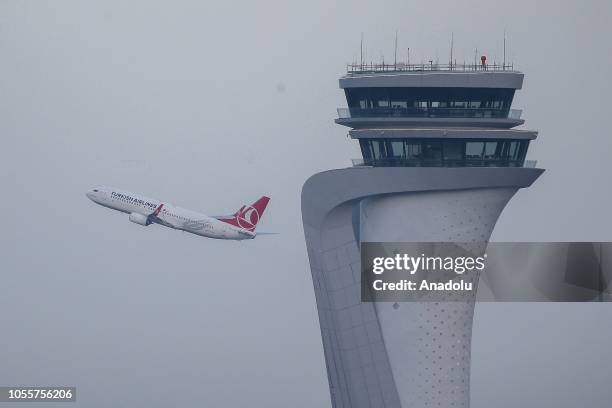 The Turkish Airlines' "TK 978" flight plane departs to the Turkish Republic of Northern Cyprus for the first scheduled international flight from the...