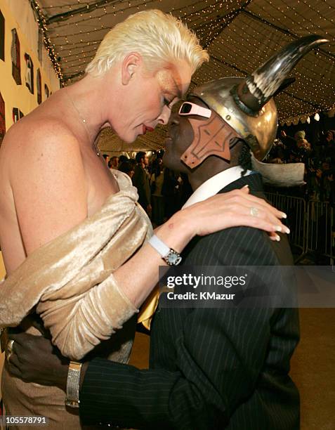 Brigitte Nielsen and Flavor Flav during VH1 Big in '04 - Red Carpet at Shrine Auditorium in Los Angeles, CA, United States.