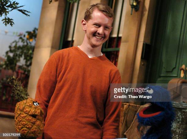 Sesame Street's Grover tests Jeopardy Champ Ken Jennings knowledge of healthy foods. Taping is part of Sesame Street's 36th Season which begins...