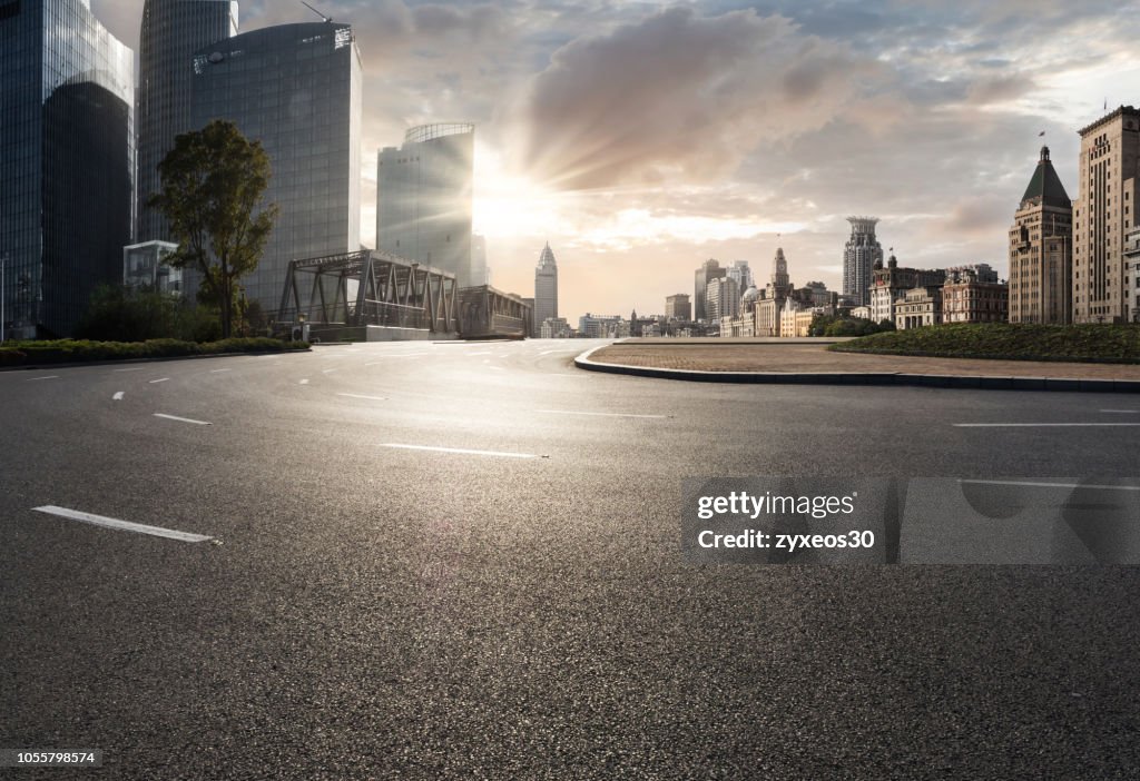 Shanghai bund financial district and road.