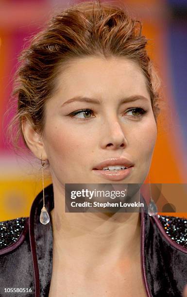 Jessica Biel during Jessica Biel and Ryan Reynolds Visit MTV's "TRL" - December 2, 2004 at MTV Studios in New York City, NY, United States.