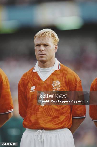 Dutch professional footballer Ronald Koeman, defender with FC Barcelona, posed prior to playing for the Netherlands national team in the UEFA Euro...