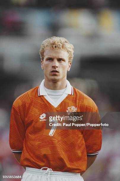 Dutch professional footballer Dennis Bergkamp, forward with AFC Ajax, posed prior to playing for the Netherlands national team in the UEFA Euro 1992...
