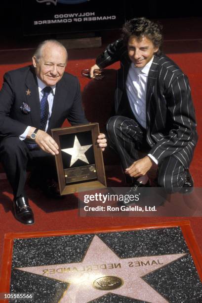 James Nederlander and Barry Manilow during Hollywood Walk of Fame - November 7, 1986 at Hollywood Walk of Fame in Hollywood, California, United...