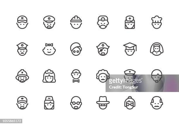 people - line icons - combinations stock illustrations