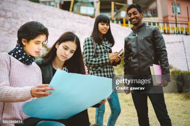 Discuss Projects Female College Students Discuss Project Together High-Res Stock Photo ...