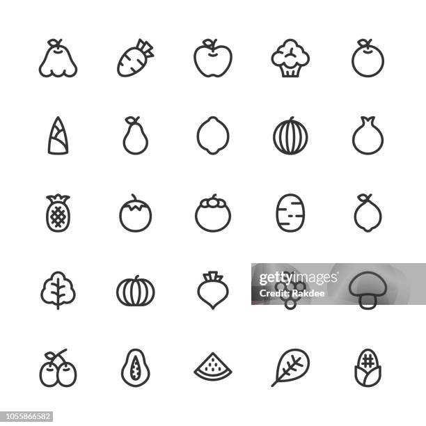 Fruit And Vegetable Icons Line Series High-Res Vector Graphic