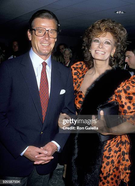 Roger Moore and Sophia Loren during Premiere of "Fortunate Pilgrim" - March 31, 1988 at Cineplex Odeon Cinemas in Century City, California, United...