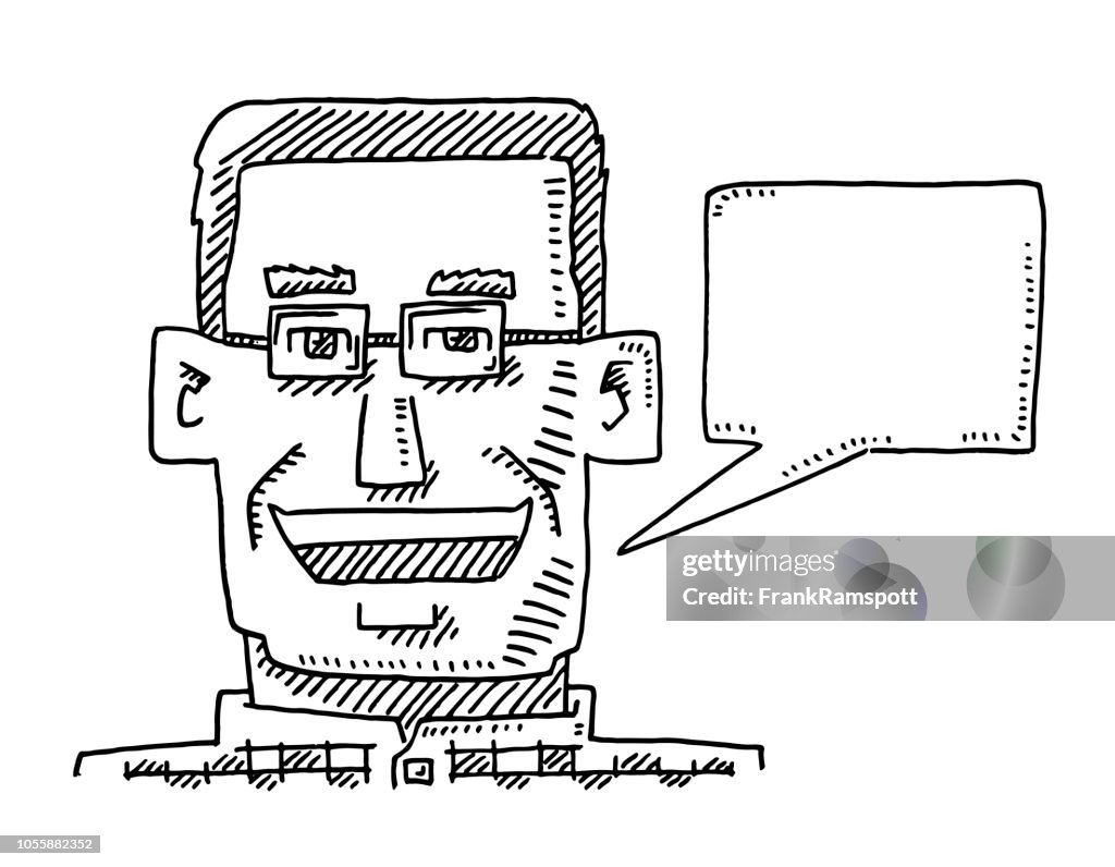 Angular Portrait Man Speech Bubble Drawing