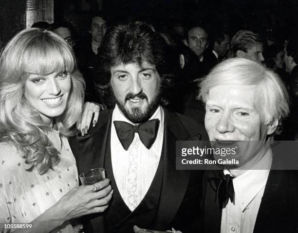 Susan Anton, Sylvestor Stallone, and Andy Warhol during Andy Warhol Exhibit Opening - November 20, 1979 at Whitney Museum in New York City, New York,...