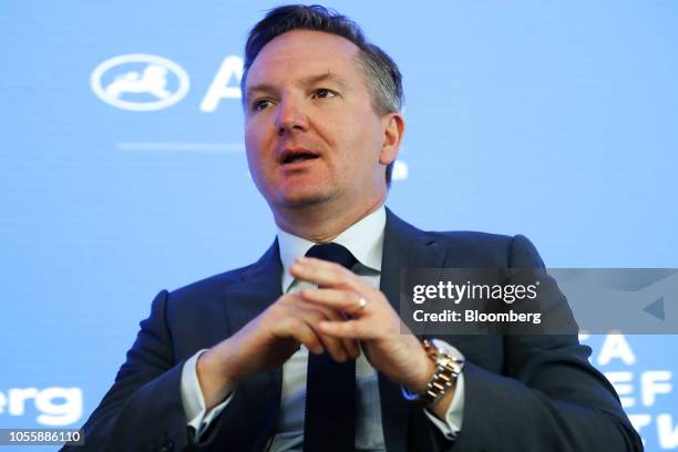 Chris Bowen, Australia's shadow treasurer, speaks during a panel at the Bloomberg Asia Society event in Sydney, Australia, on Thursday, Nov. 1, 2018....