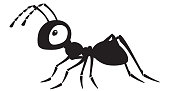 cartoon ant black and white